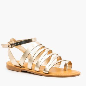 Bamboo Women Roman Stylish Strappy Zig Zag Summer Sandals - Gold - Size 8.5